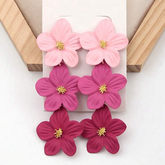 Flower Pendant Earrings - Picture 2 of 7